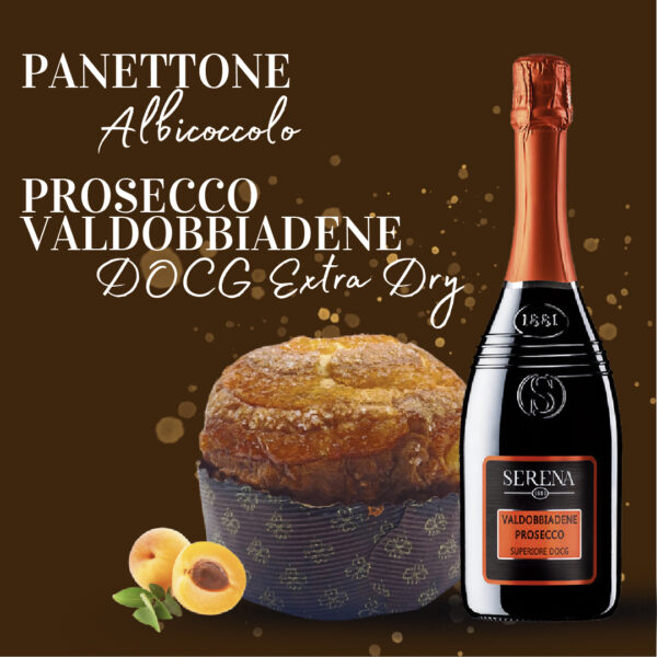Box Natale: Panettone Albicoccolo + Prosecco Valdobbiadene DOCG Extra Dry