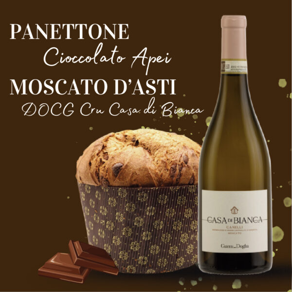 Box Natale: Panettone Cioccolato APEI + Moscato d'Asti DOCG Cru Casa di Bianca
